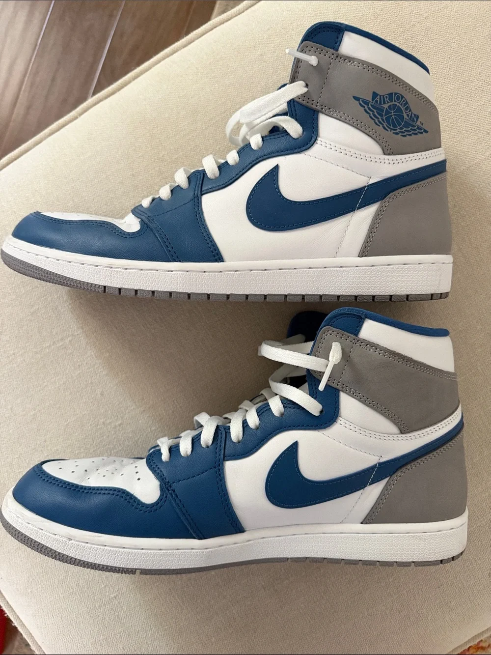 Nike Air Jordan 1 High White and Blue Men's Sneakers